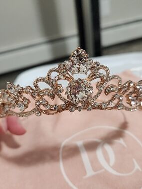 Dareth Colburn Rose Gold Crystal Bridal Tiara Hair Accessory